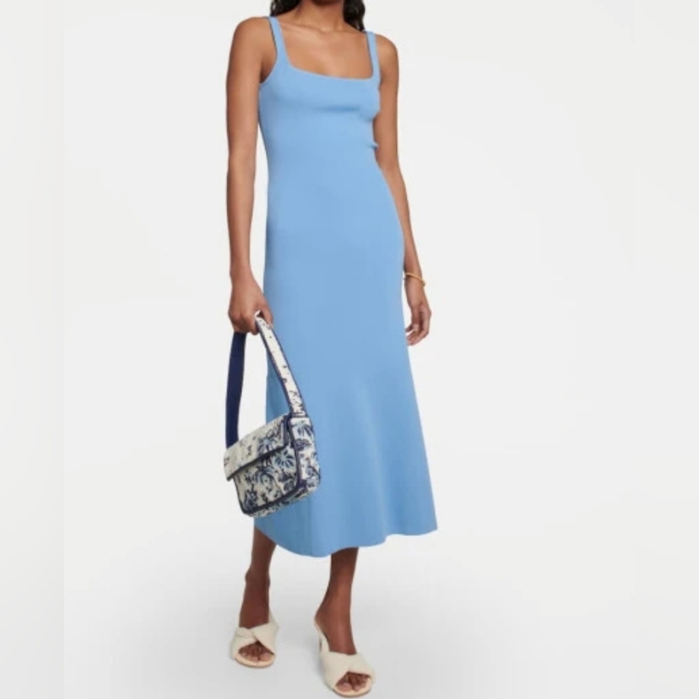 NWT Staud "Paityn" Ribbed Tank Midi Baby Blue Dress (XL)